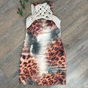 Lux Leopard Print Mini Dress with Rope Accent
